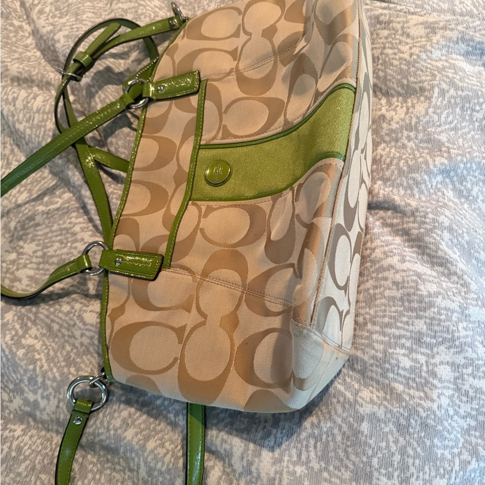 Coach Beige and Olive Shoulder Bag